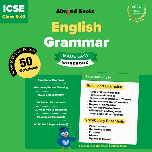 Almond Books ICSE Class 9 & 10 English Grammar Made Easy Workbook
