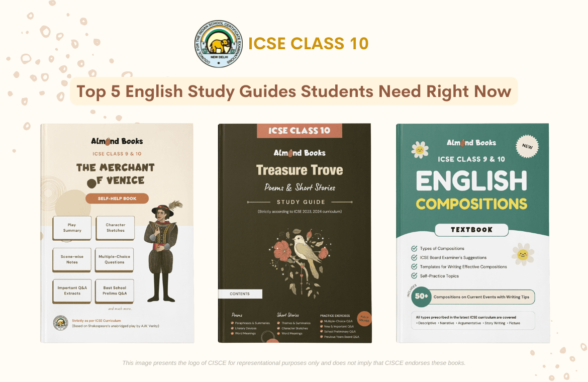 icse english top 5 study guides almond books for icse class 10 students as per latest syllabus for 2023 exams