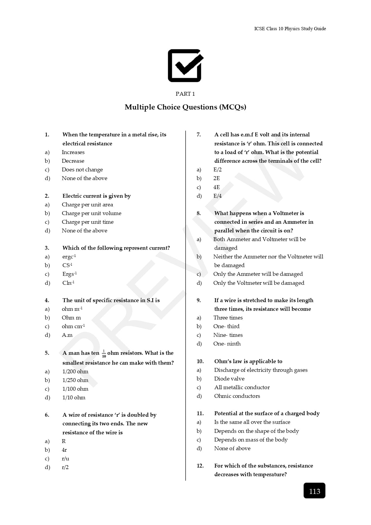 ICSE Physics reference book for Class 10