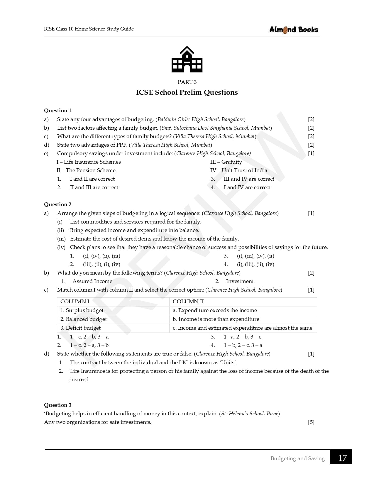 ICSE Home Science Key Concepts for Class 10 in Icse Home science study guide by ALmond books