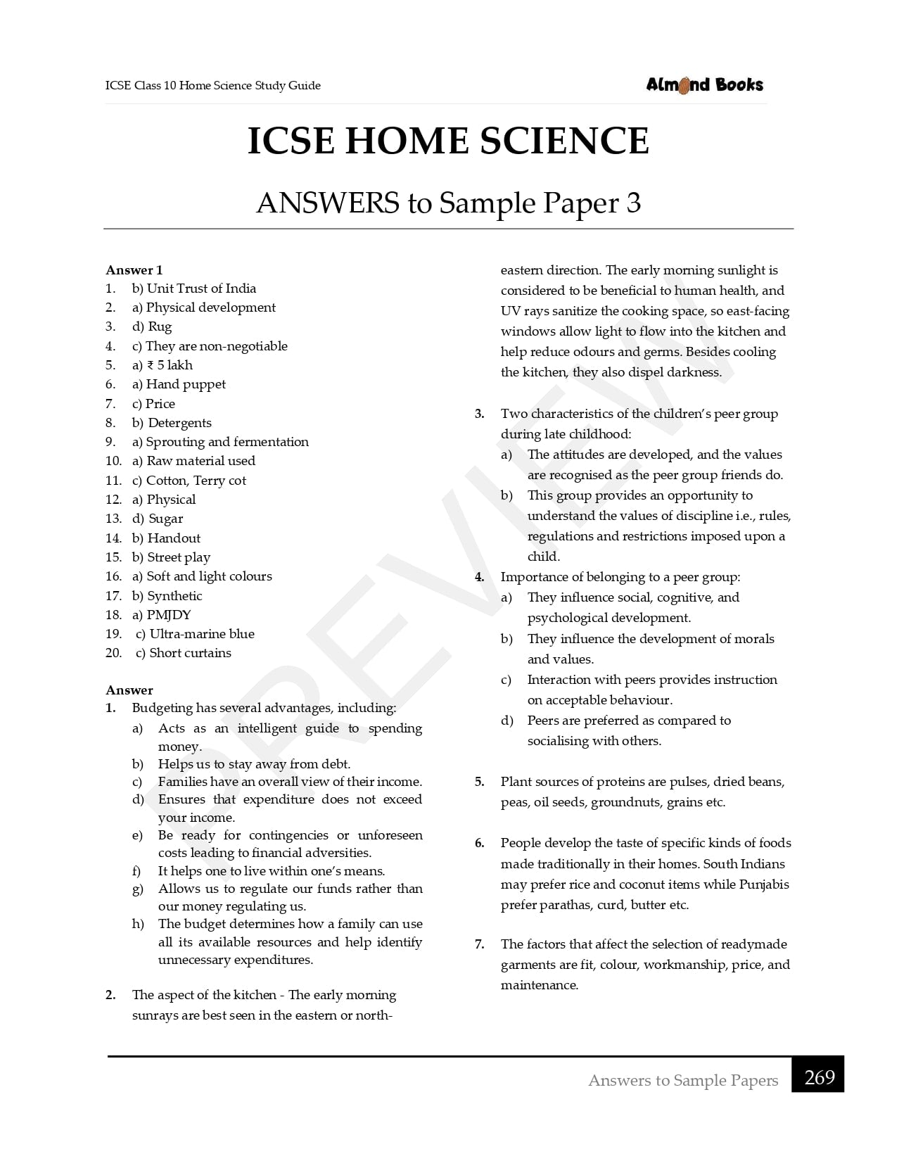 Almond Books Home Science Study Guide ICSE Class 10