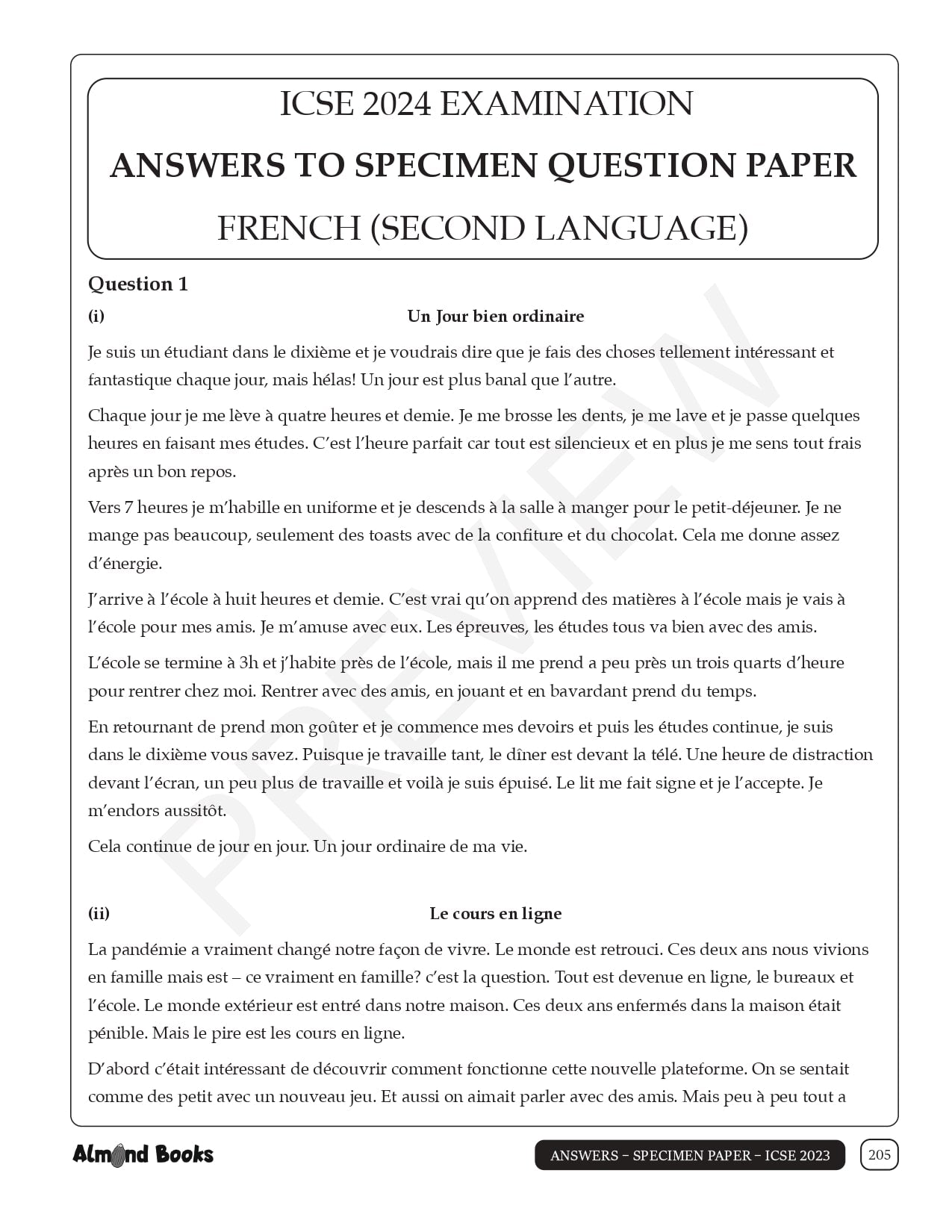 specimen paper of latest icse french study guide 
